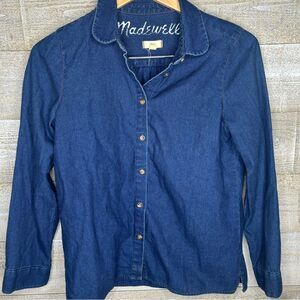 Madewell denim dark wash button up collared shirt small